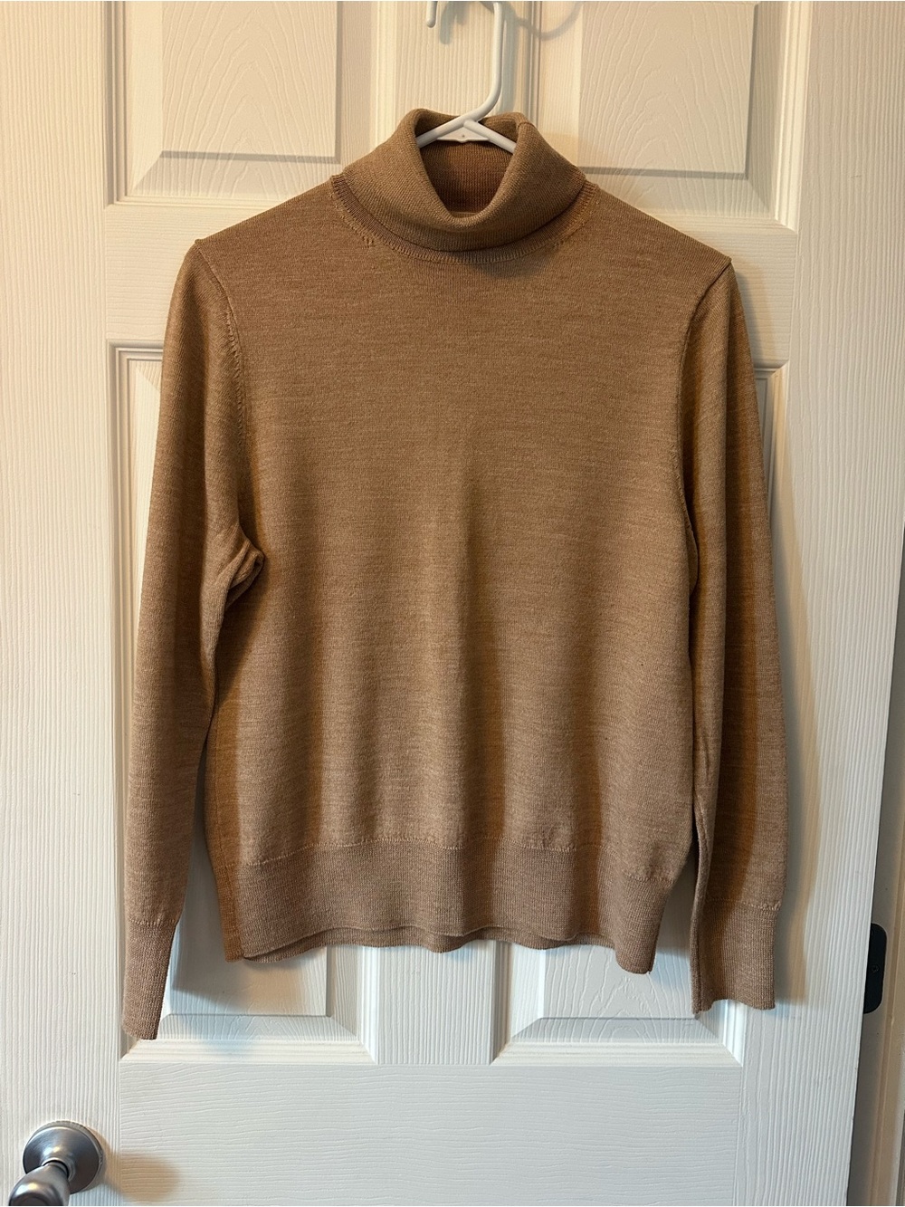 Charter Club Tan Turtleneck Sweater - Merino Wool Blend Lightweight Knit